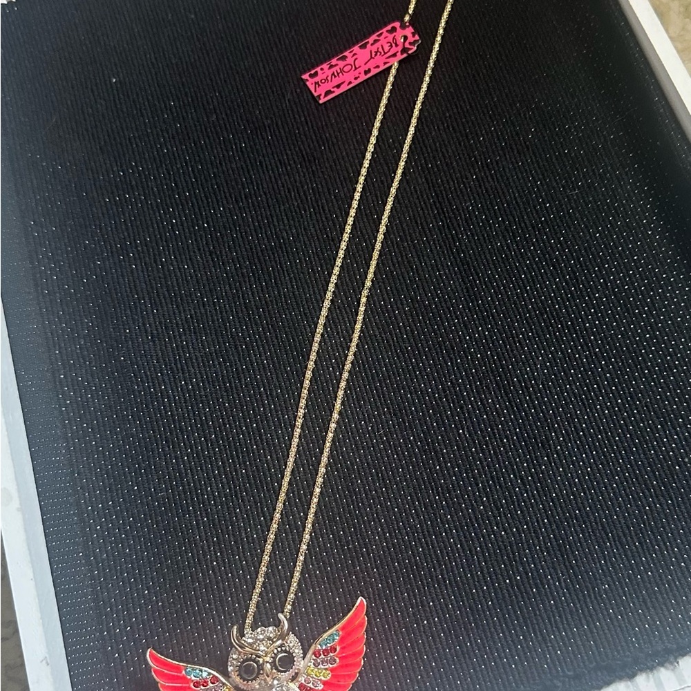 Betsey Johnson Vibrant Owl Pendant Necklace - Picture 3 of 4